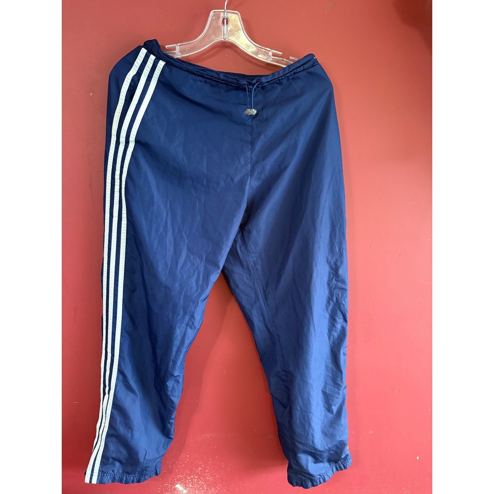 Adidas Mens Navy Blue Track Pants Three Stripe Mesh Lined Size M